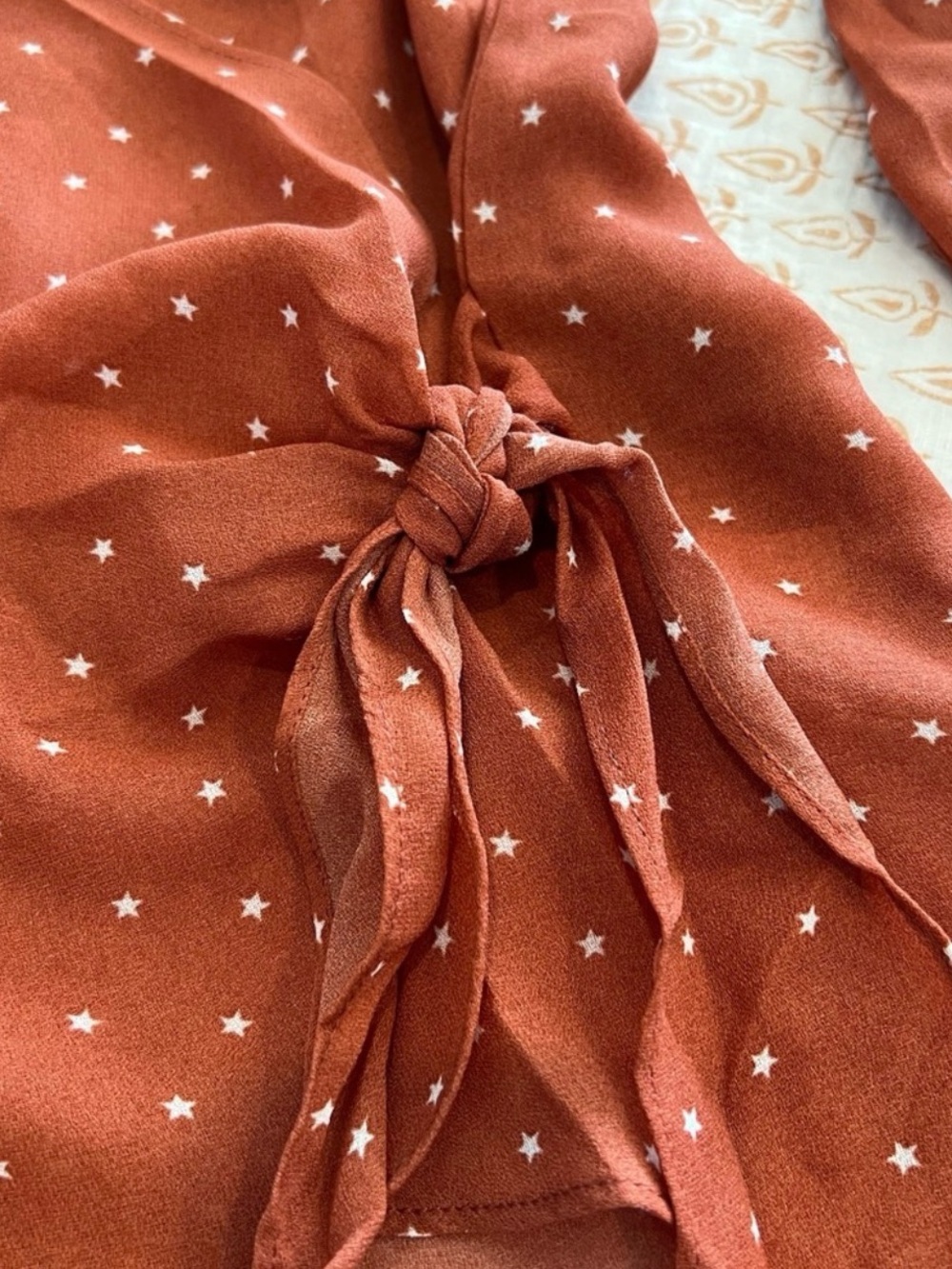 🌟 HEM & THREAD Flowy Star Wrap Blouse with Tie - Picture 2 of 7
